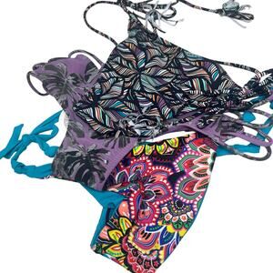 Forever Young Bikini Bottoms Lot of 3 Womens S Tropical Floral  Swimwear New